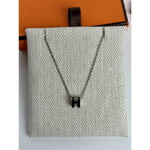 Hermes Mini Pop H Pendant Noir Necklace Pendant - Picture 1 of 6